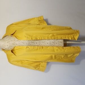 Lane Bryant Yellow Short Sleeve Cotton Blend Button Down Shirt Size 14/16